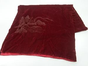 アンティーク　ビロード寺院風景模様ショール